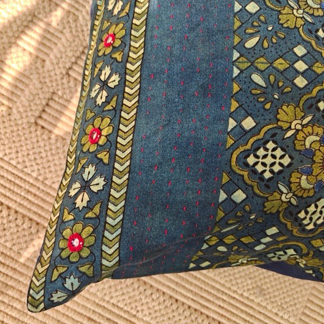 Neel Ajrak Print Cushion Cover, 16" x 16", Pack of 1 - Coral Slub -