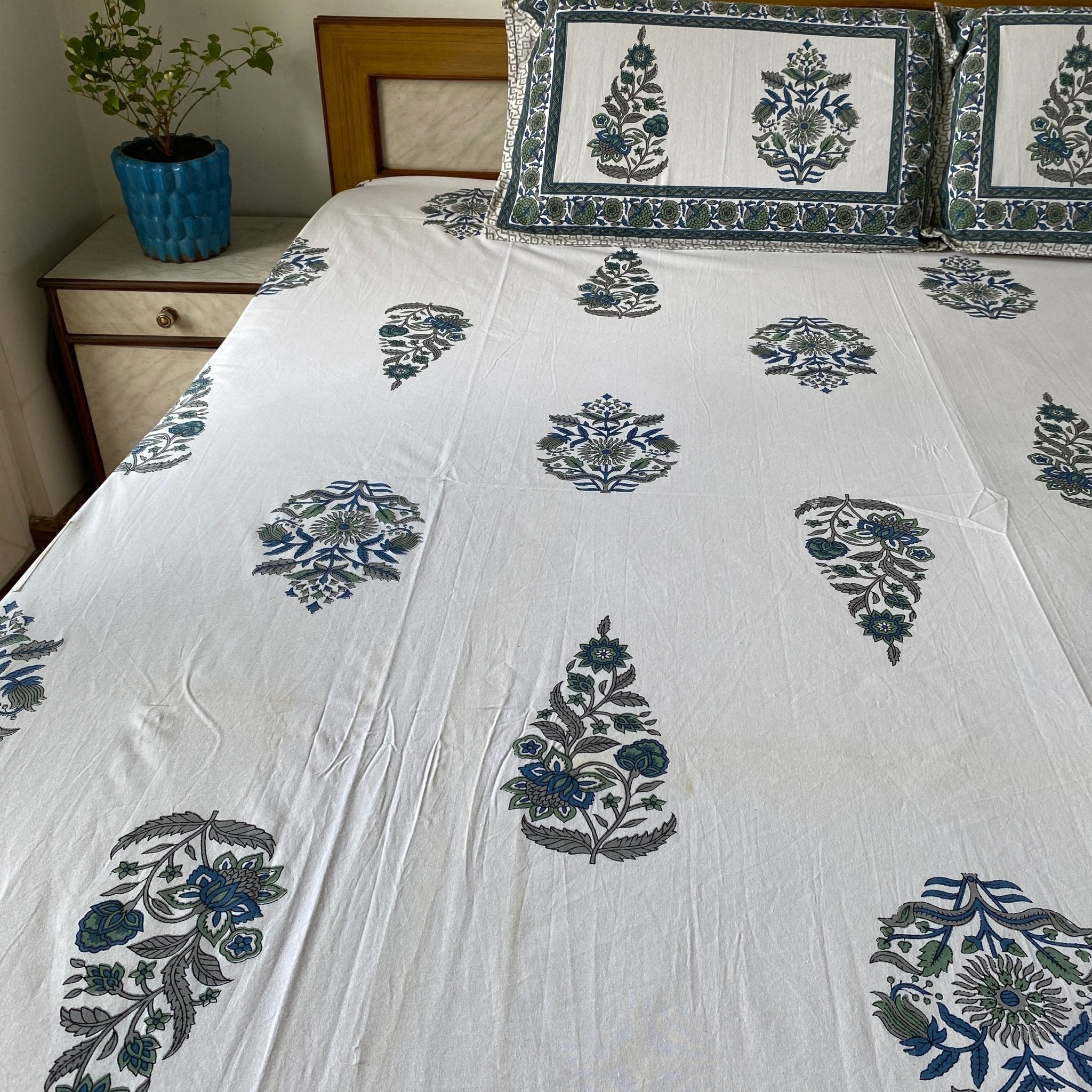 Neelam Bedsheet Set 100% Cotton, King Size, 100" x 108" - Coral Slub - 