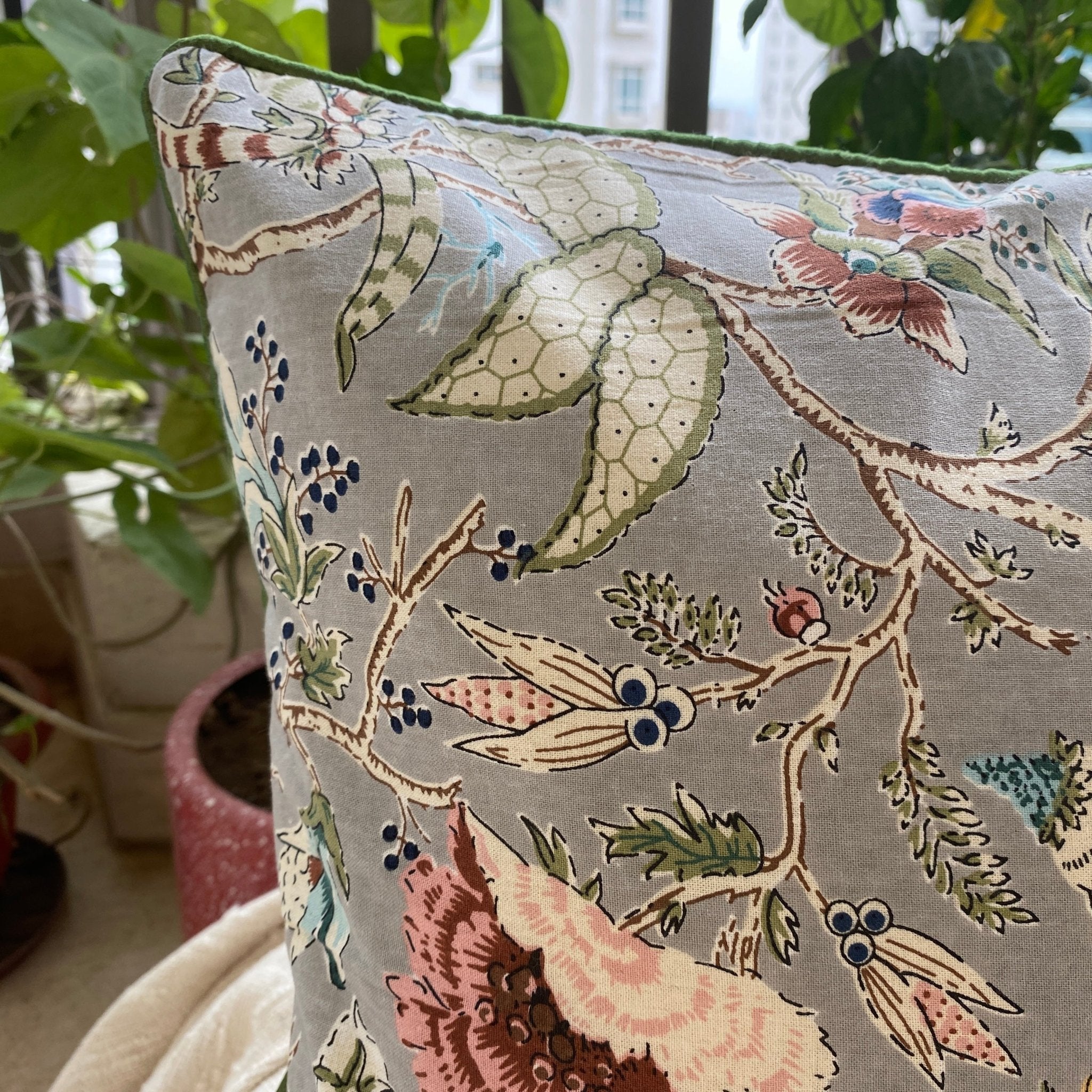 Neem Hue Cushion Cover, Pack of 2, 16" x 16" - Coral Slub - 