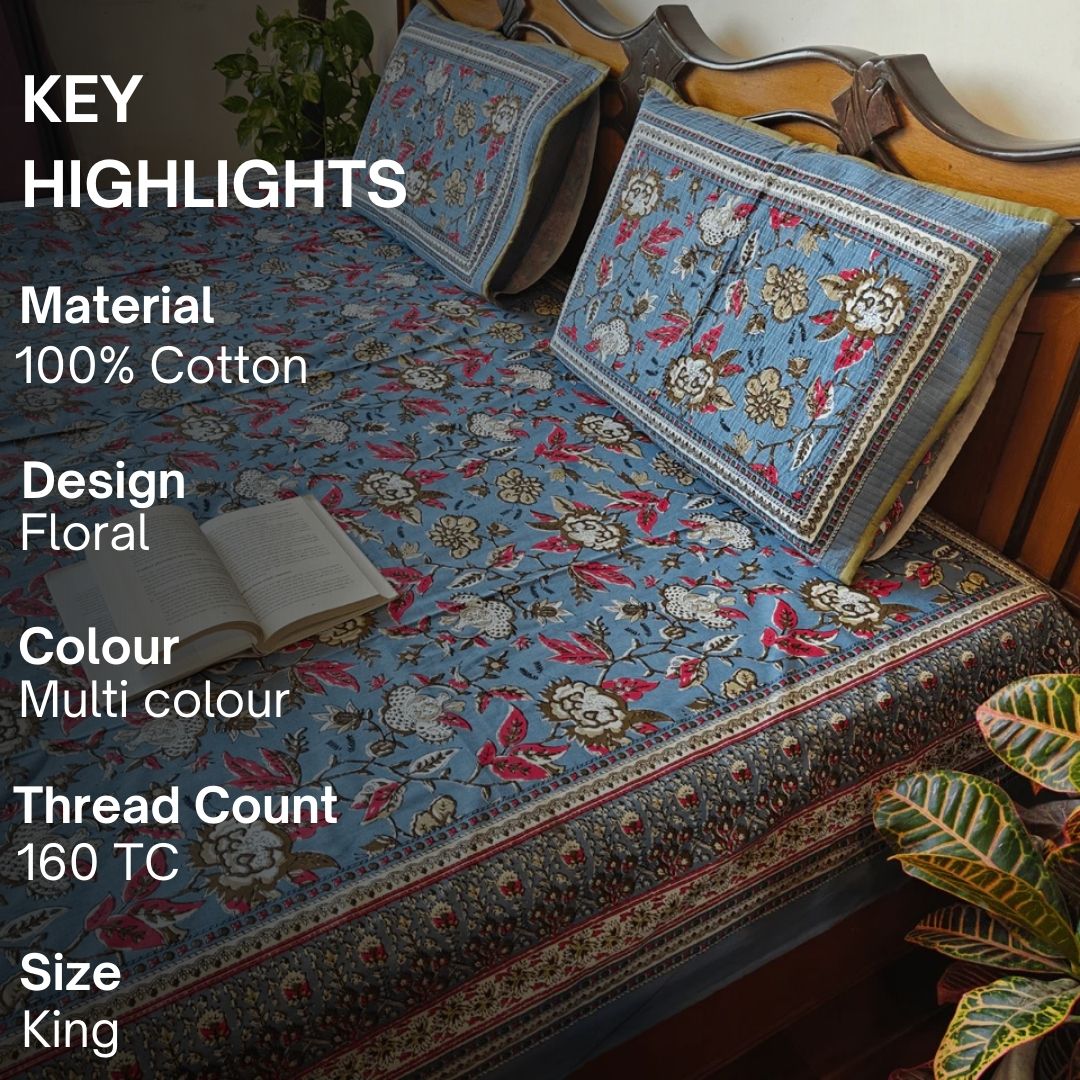 Neer Bedsheet Set, King Size - Coral Slub - 