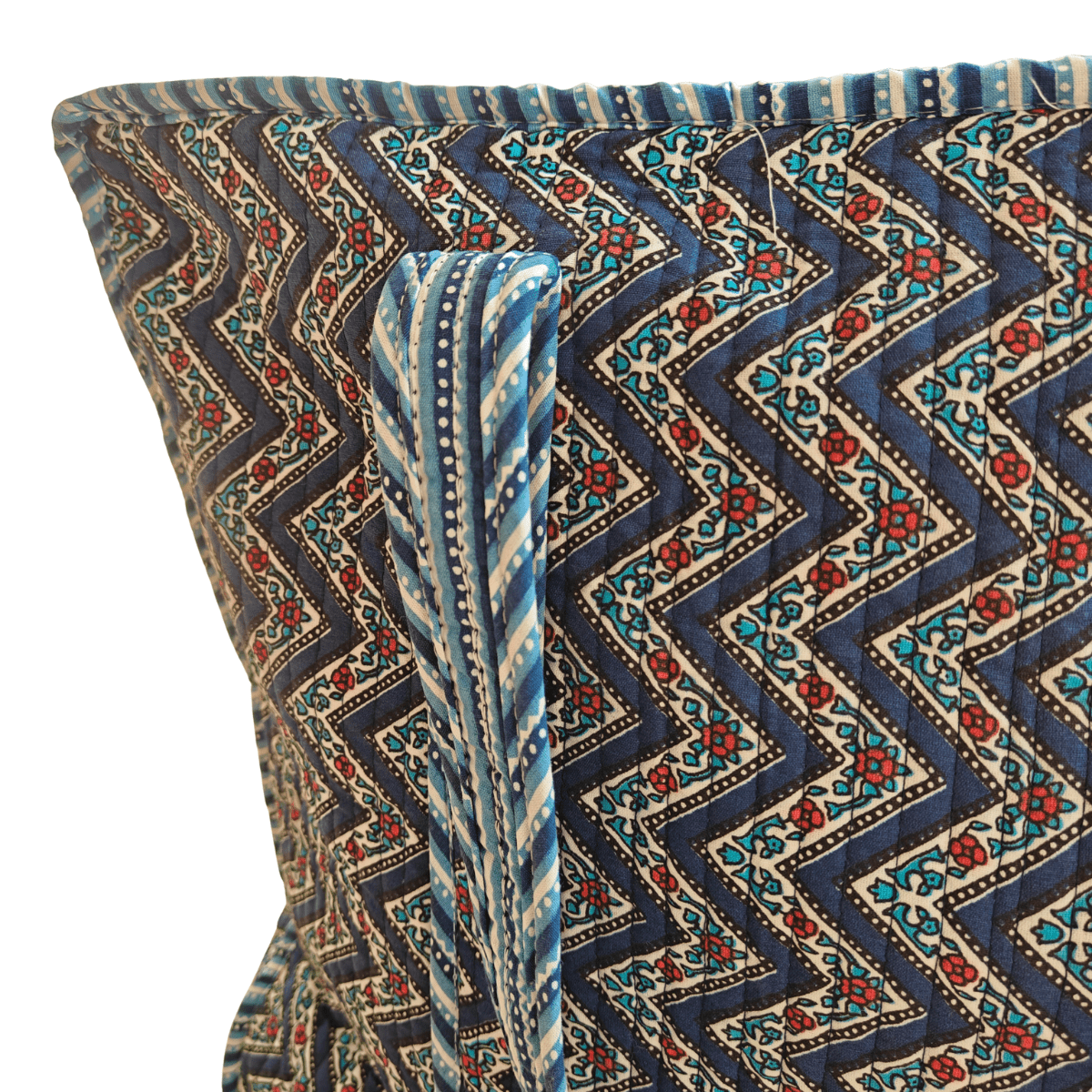 Neer Block Print Tote Bag - Coral Slub - 