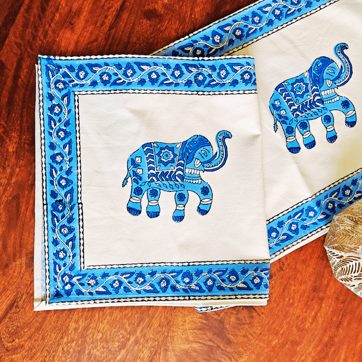 Nilraj Table Runner, 100% cotton, 13" X 72" - Coral Slub - 