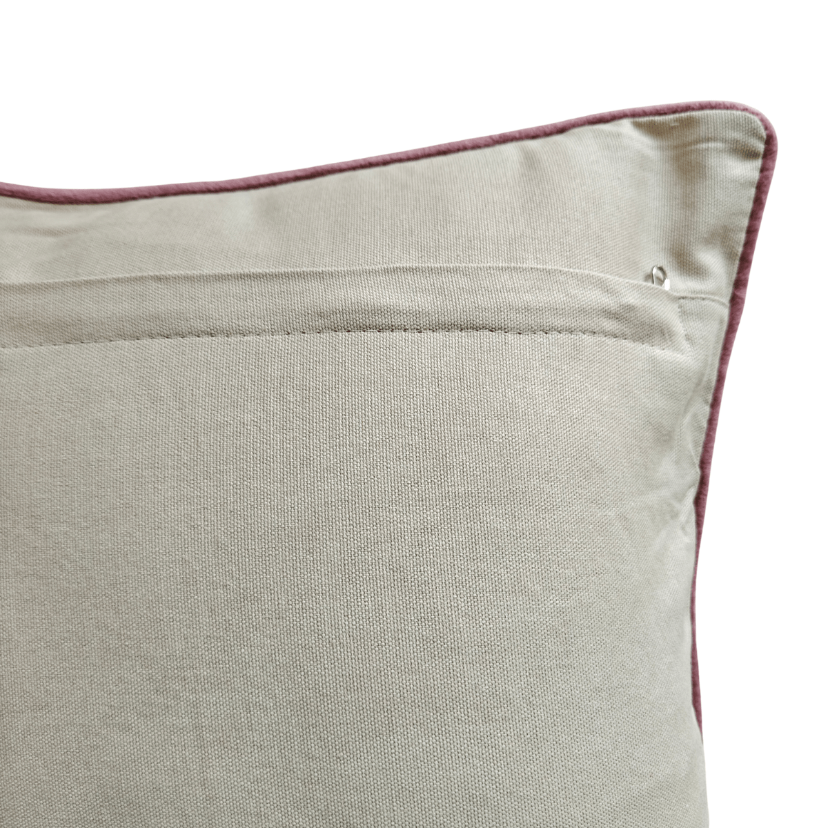 Nira Embroidered Cushion Cover, 16" x 16", Beige, Pack of 1 - Coral Slub - 
