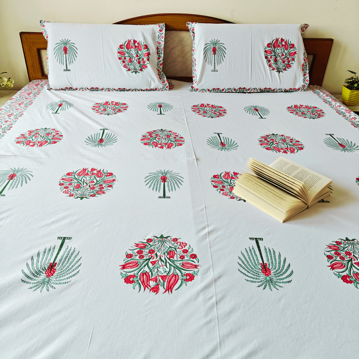 Niva Bedsheet Set 100% Cotton, King Size, 100" x 108" - Coral Slub - 