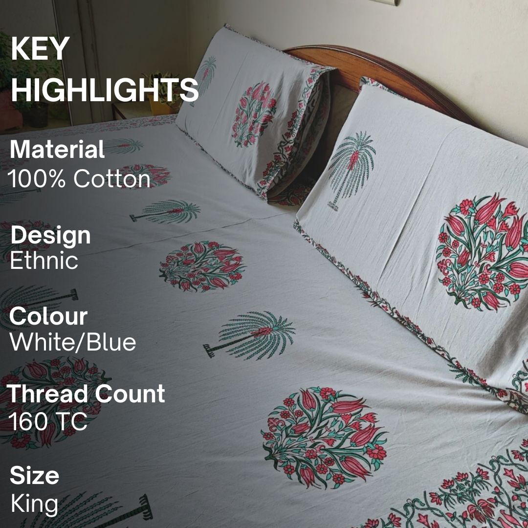 Niva Bedsheet Set 100% Cotton, King Size, 100" x 108" - Coral Slub - 