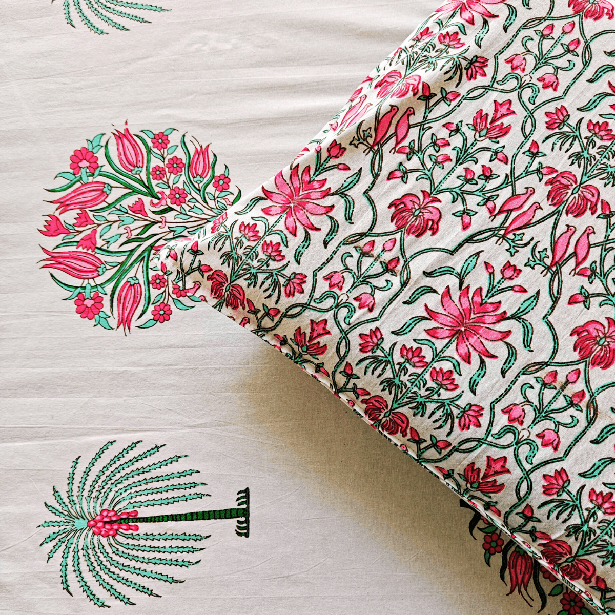 Niva Bedsheet Set 100% Cotton, King Size, 100" x 108" - Coral Slub - 