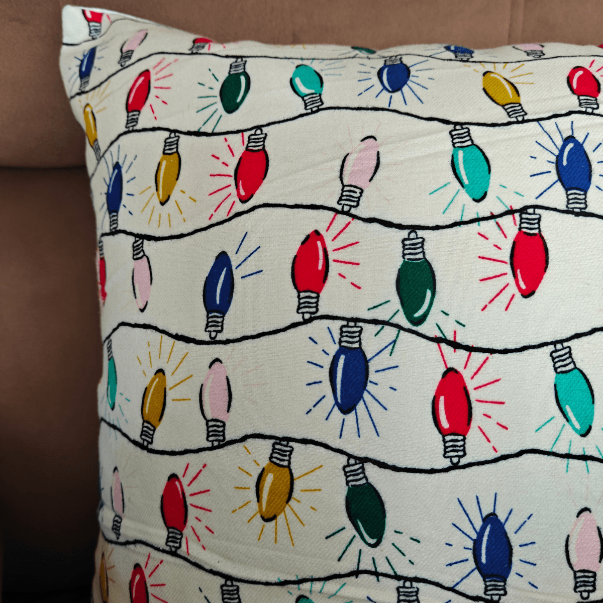 Noel Cushion Cover, 16” x 16”, Pack of 1 - Coral Slub - 