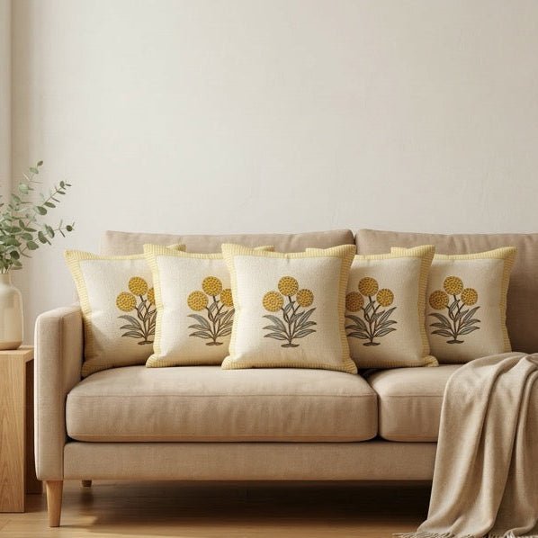 Noor Cushion Covers, Pack of 5 - Coral Slub - 