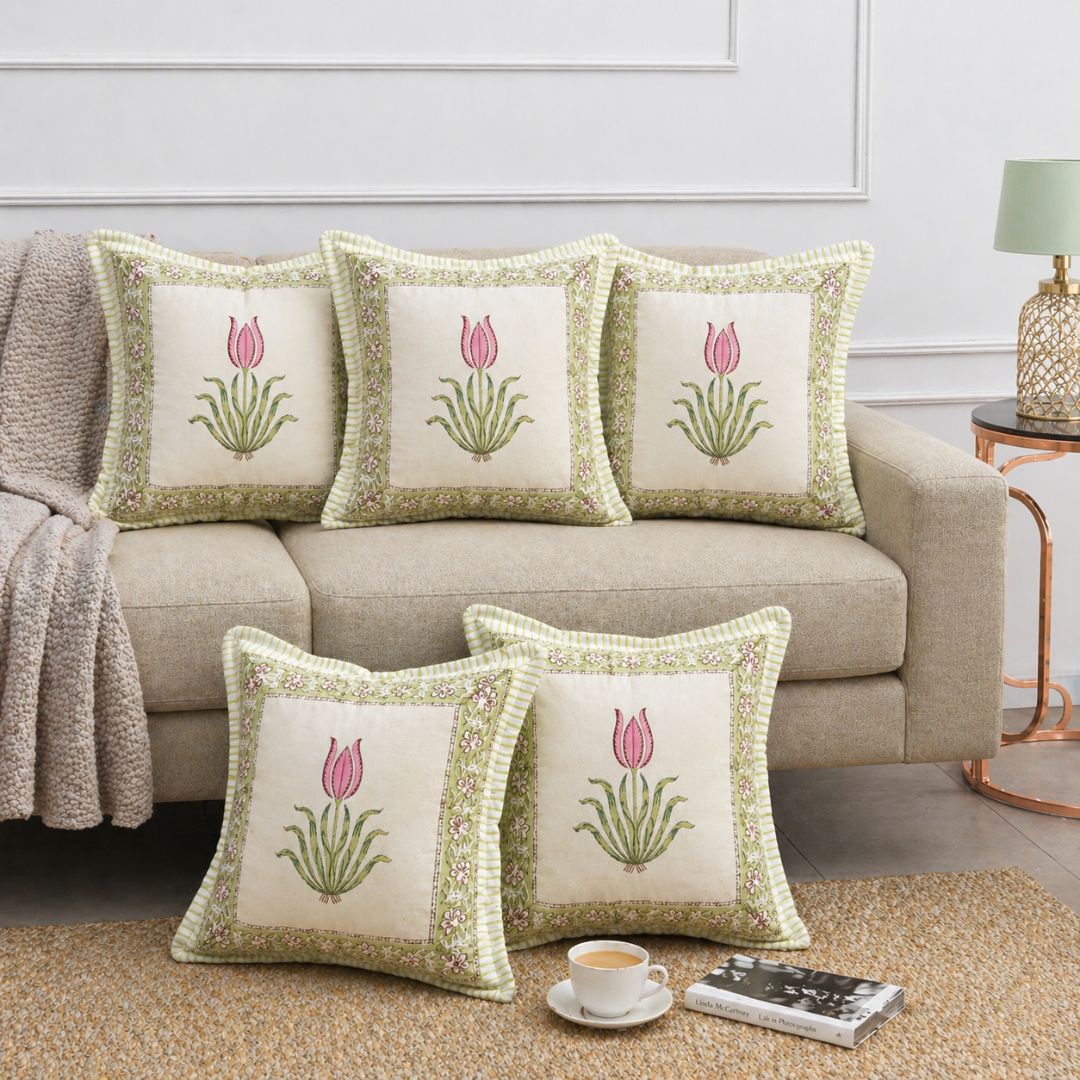 Noorah Cushion Covers, Pack of 5 - Coral Slub - 
