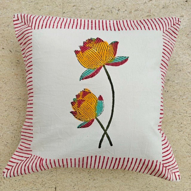 Noorani Printed Cushion Covers, Pack of 5 - Coral Slub - 