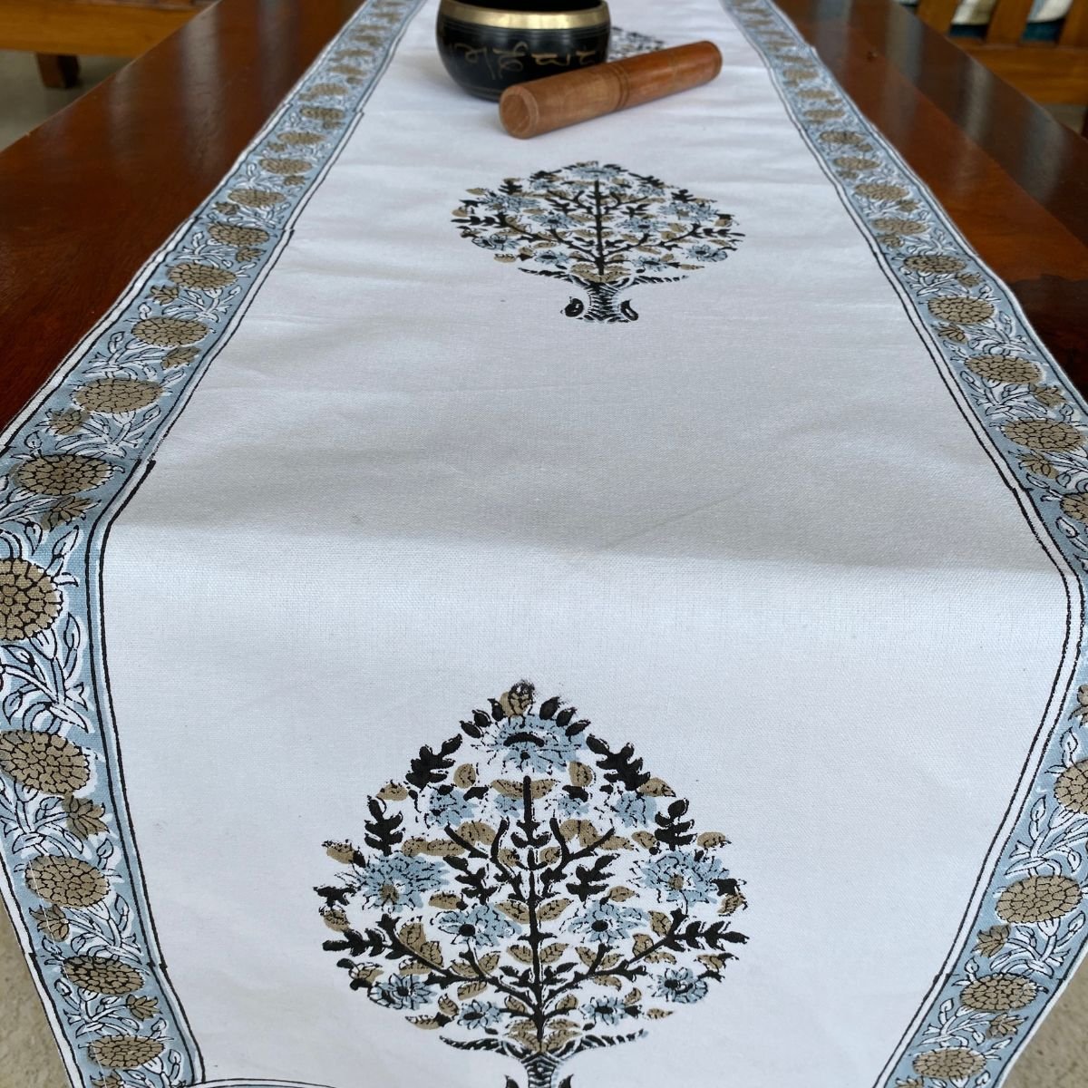 Noorjahan Table Runner, 100% cotton, 13" x 72" - Coral Slub - 