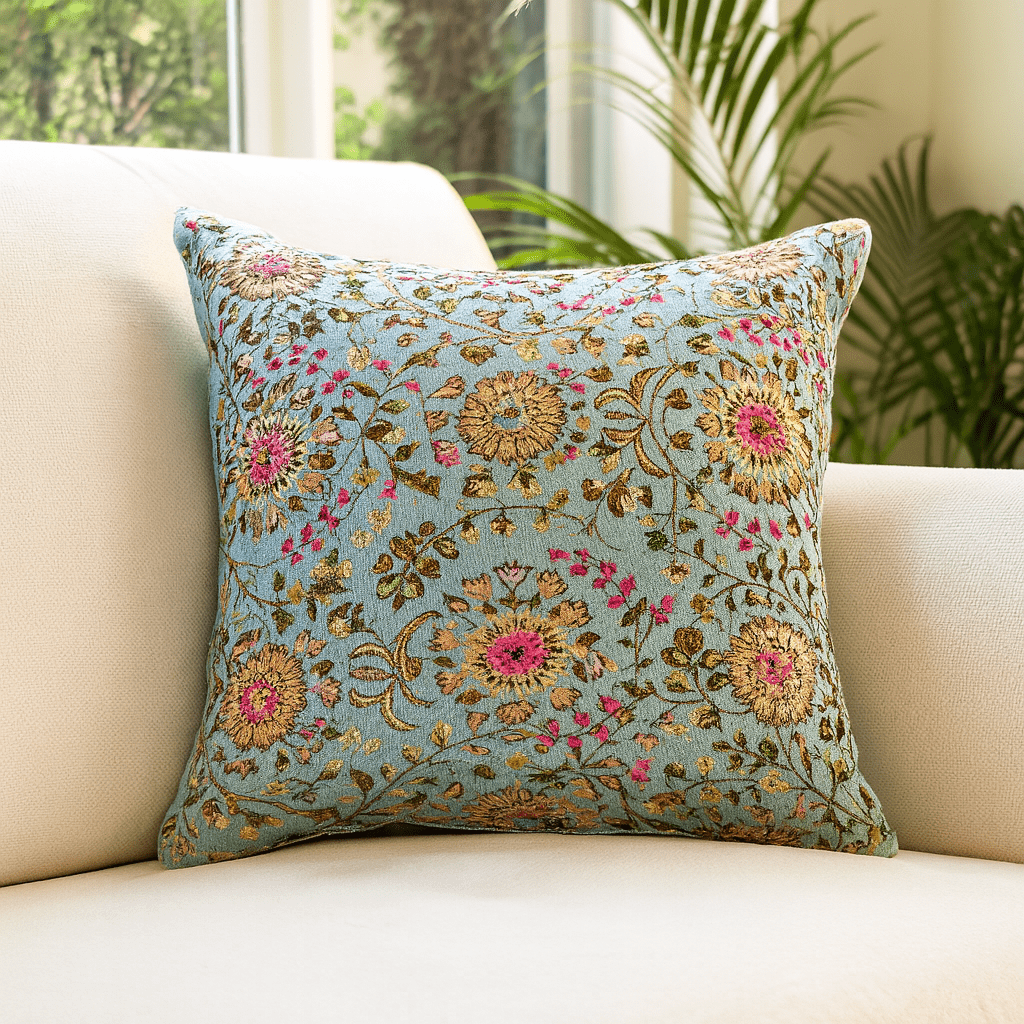 Noormahal Cushion Cover, 16" x 16", Pack of 1 - Coral Slub - 