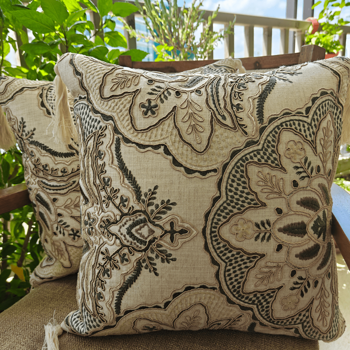 Oasis Cushion Cover Set – Linen Look – 16" x 16" (Pack of 2) - Coral Slub - 