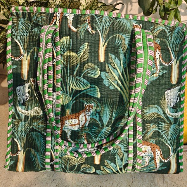 Olive Grove Botanic Print Tote Bag - Coral Slub - 