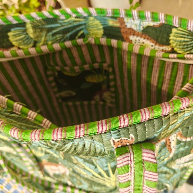 Olive Grove Botanic Print Tote Bag - Coral Slub - 