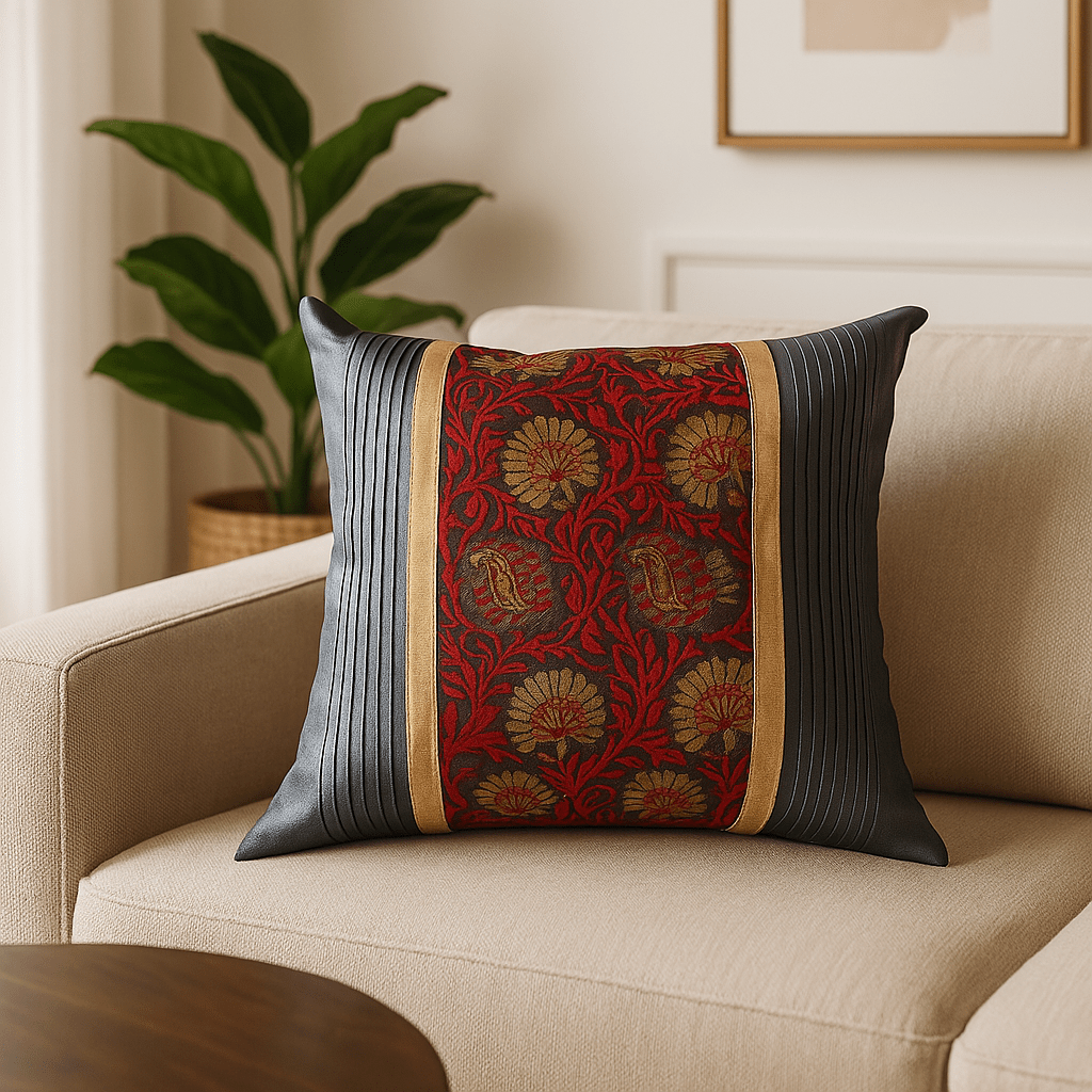 Onyx Black Cushion Cover, 16" x 16", Pack of 1 - Coral Slub - 