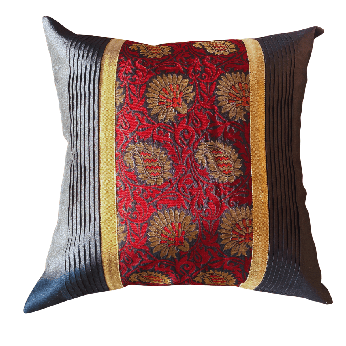 Onyx Black Cushion Cover, 16" x 16", Pack of 1 - Coral Slub - 