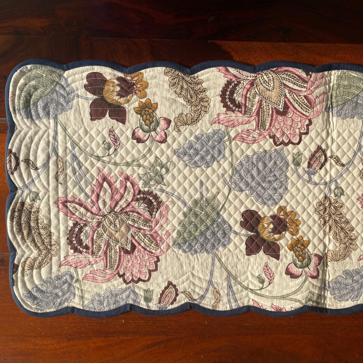 Ornate Flora Reversible Table Runner, 100% cotton, 13" x 72" - Coral Slub - 