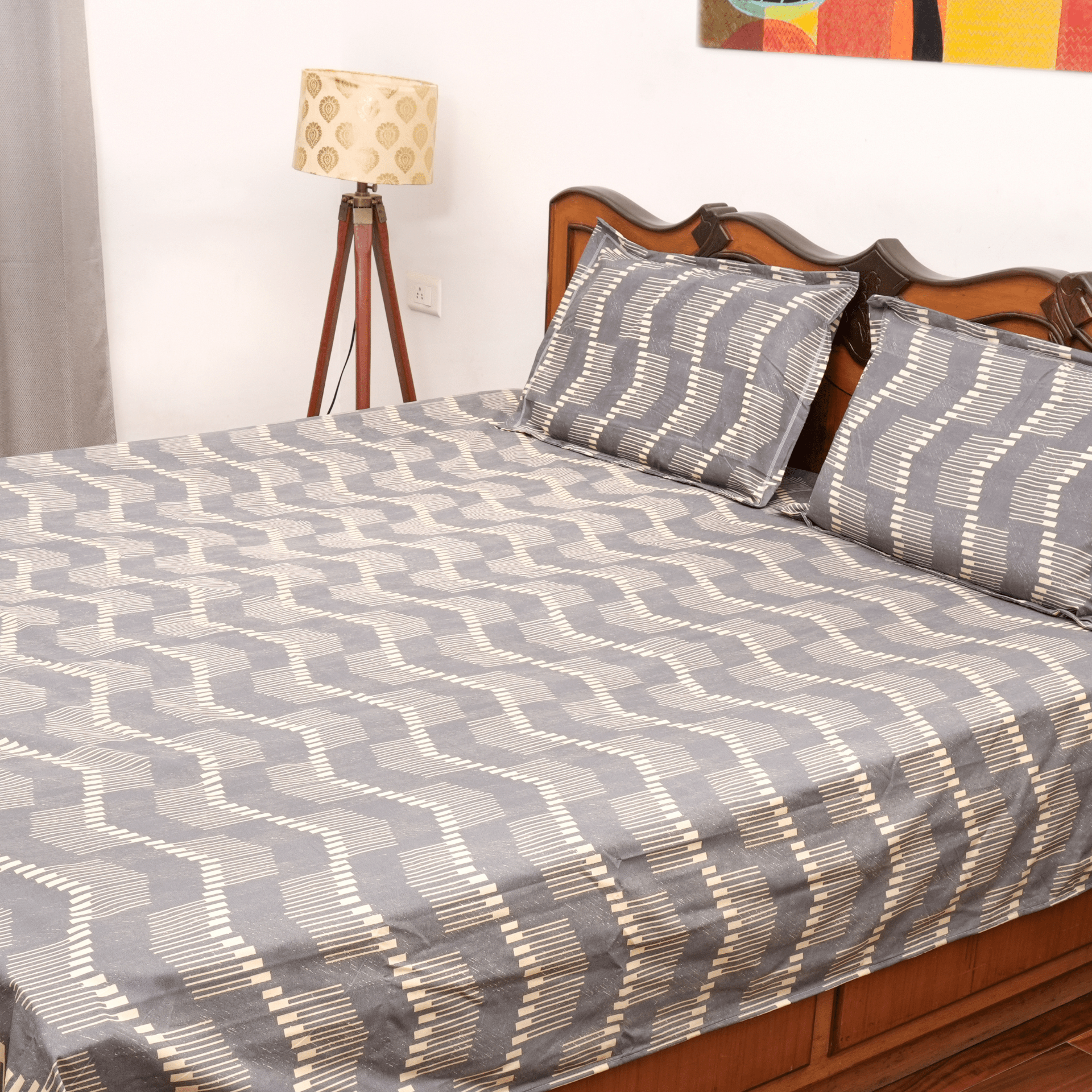 Pack of 2 Queen Size Bedsheets 90" x 100" - Rhthym and Dainty Bloom - Coral Slub - 