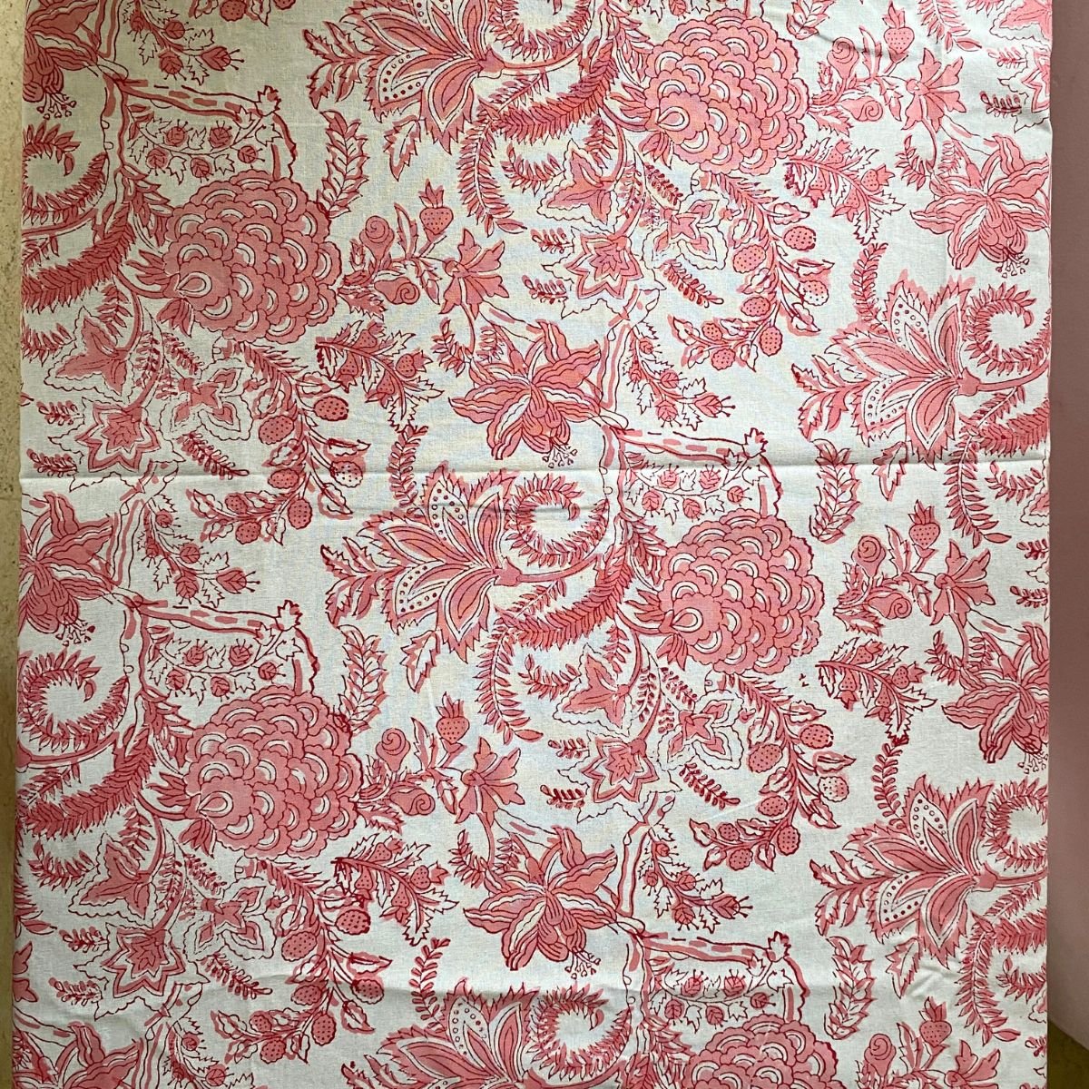 Padma 6 Seater Dining Table Cover, 100% Cotton, 60" x 90" - Coral Slub - 