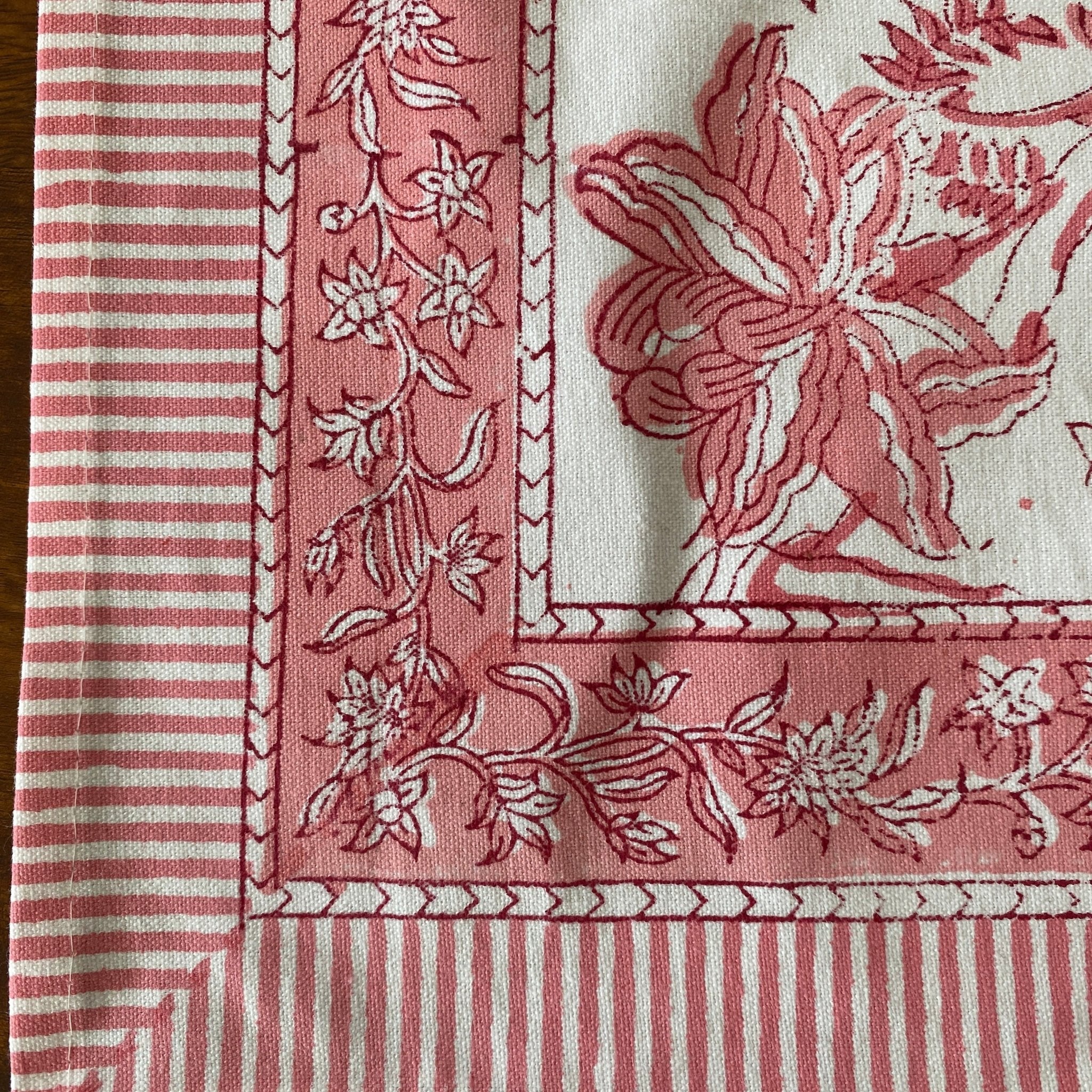 Padma Hand Block Print Placemats, 12" x 18", Set of 6 - Coral Slub - 