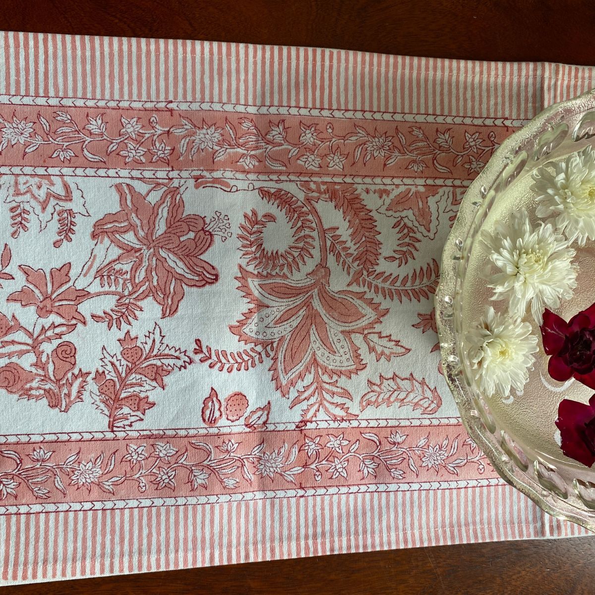 Padma Table Runner, 100% cotton, 13" x 72" - Coral Slub - 