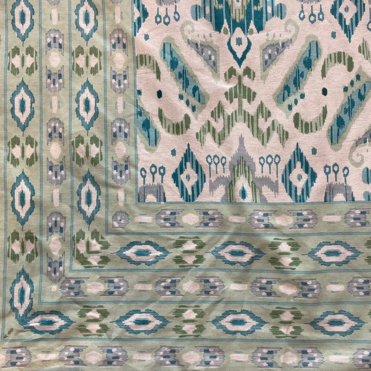 Patola Ikat Print Bedsheet Set, King Size, 100" x 108" - Coral Slub - 