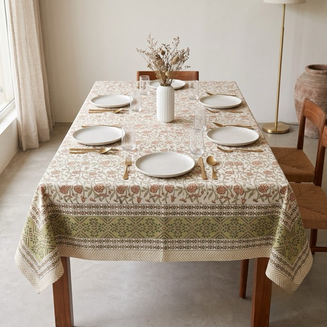 Parijat 6 Seater Dining Table Cover, 100% Cotton, 60" x 90"