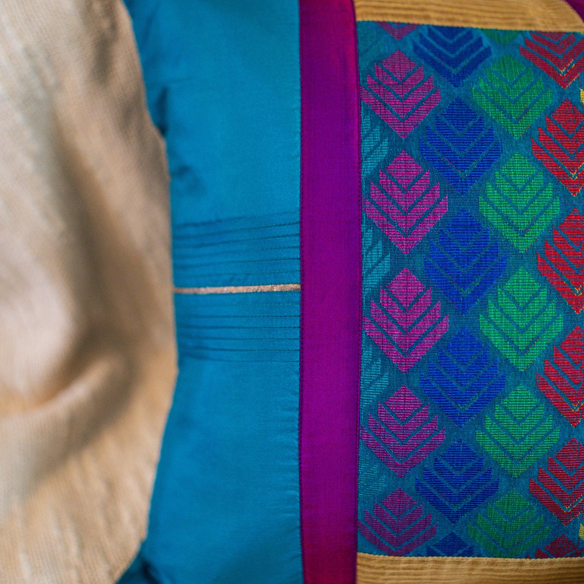 Peacock Teal Cushion Cover, 16" x 16", Pack of 1 - Coral Slub - 