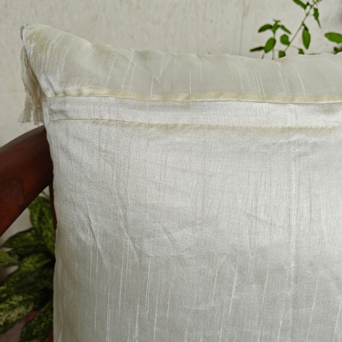 Pearl Cushion Cover Set – Tissue Fabric – 16" x 16" (Set of 2 Designs) - Coral Slub - 