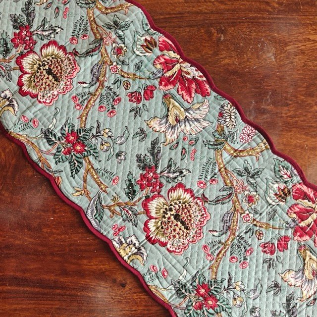 Petal Cascade Reversible Table Runner - Coral Slub - 