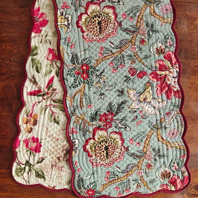 Petal Cascade Reversible Table Runner - Coral Slub - 