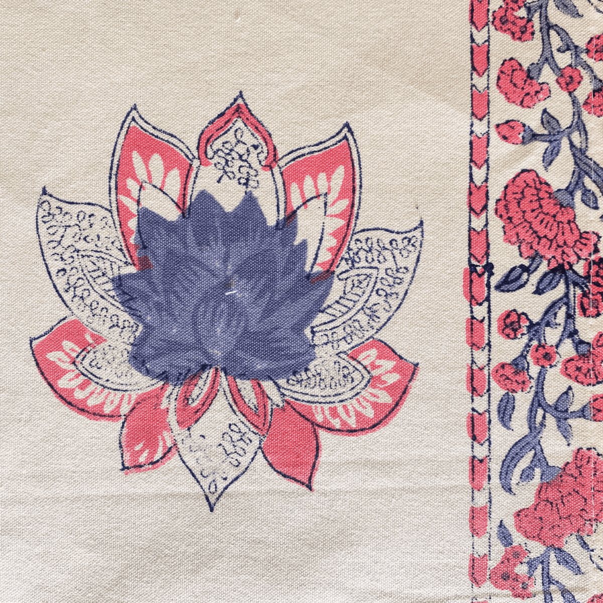 Petal Hand Block Print Placemats, 12" x 18", Set of 6 - Coral Slub - 