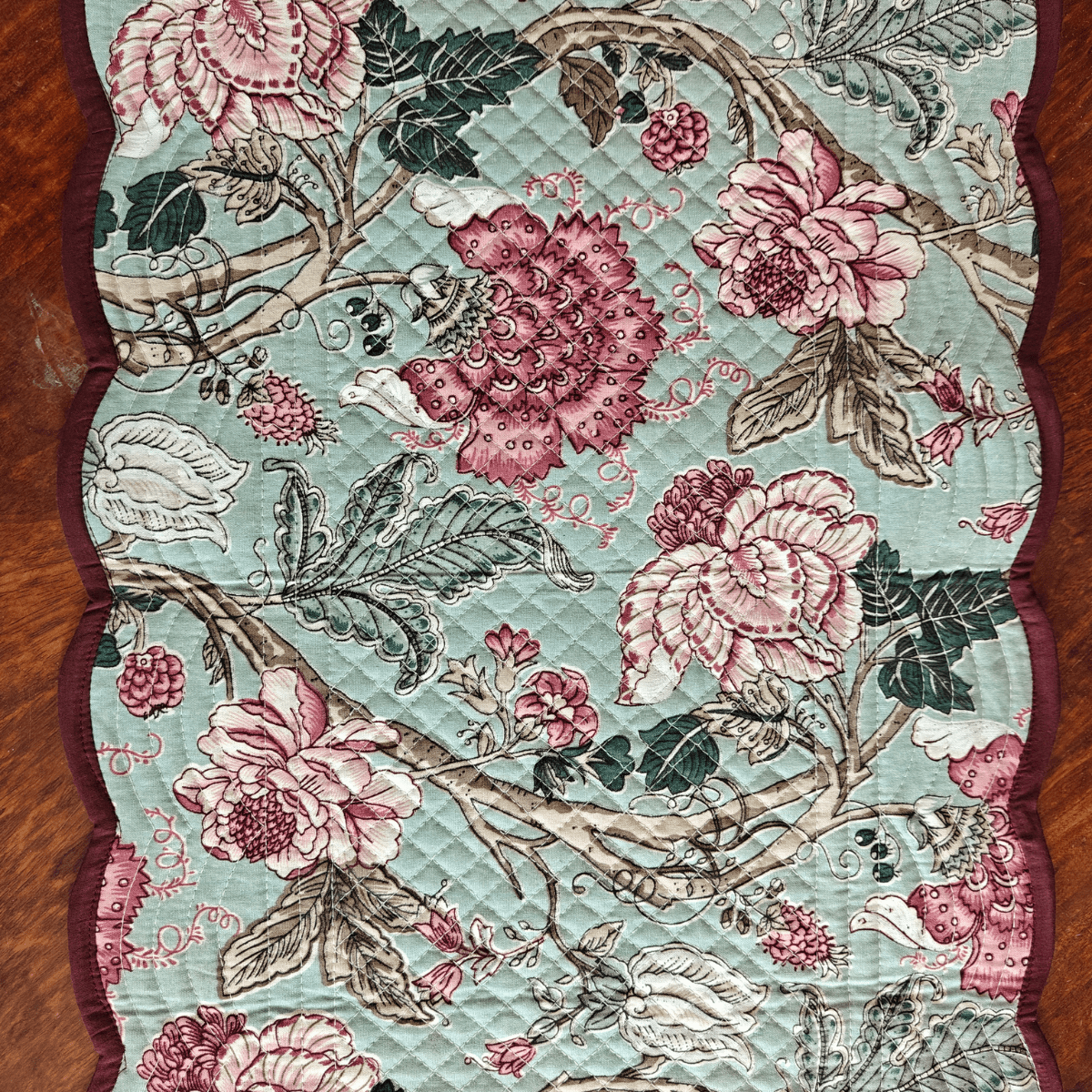 Petal Whisper Reversible Table Runner, 100% cotton, 15" x 72" - Coral Slub - 