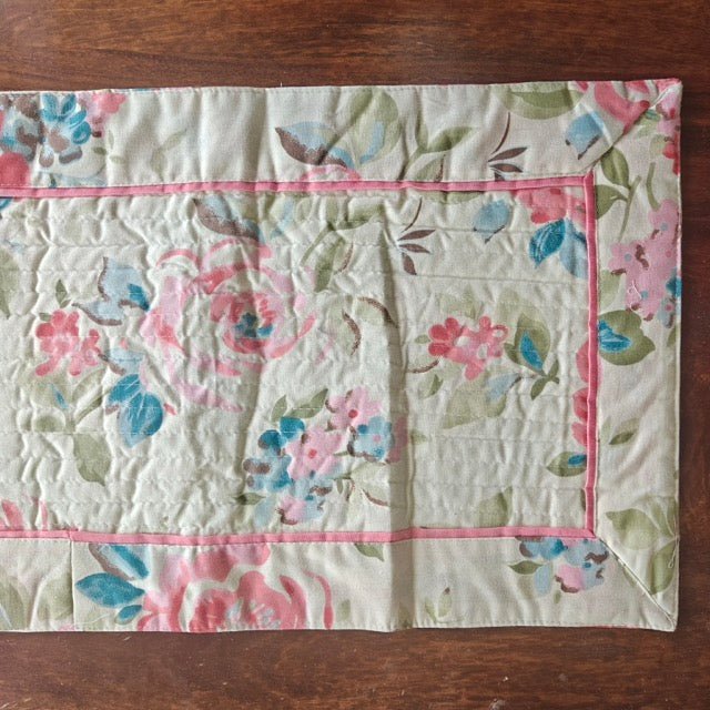 Petalia Quilted Table Runner - Coral Slub -