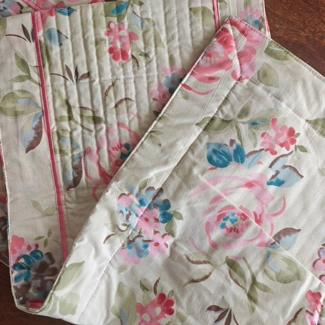 Petalia Quilted Table Runner - Coral Slub -