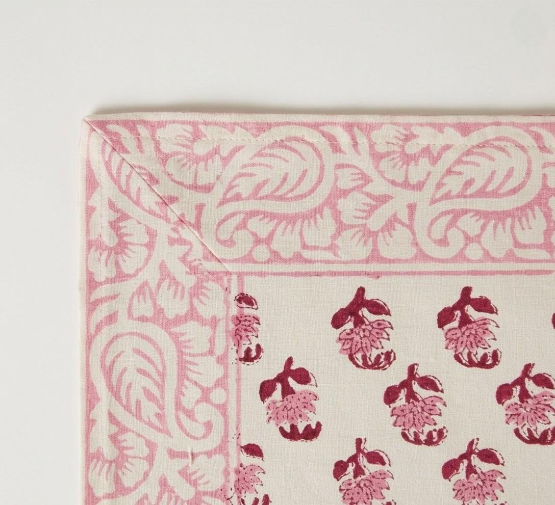 Petals Block Print Placemats - Coral Slub -