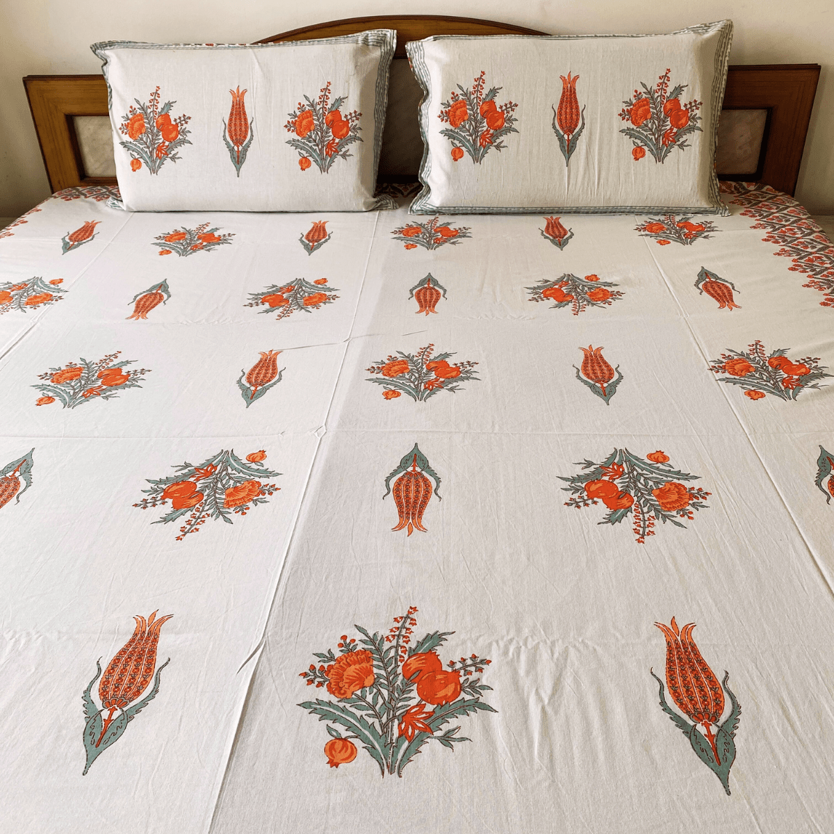 Posta Bedsheet Set 100% Cotton, King Size, 100" x 108" - Coral Slub - 