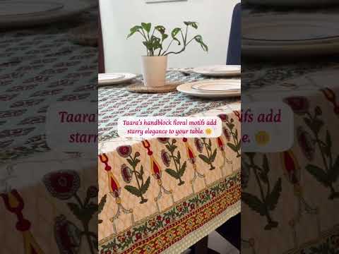 Taara 6 Seater Dining Table Cover, Block Print, 100% Cotton, 60" x 90"