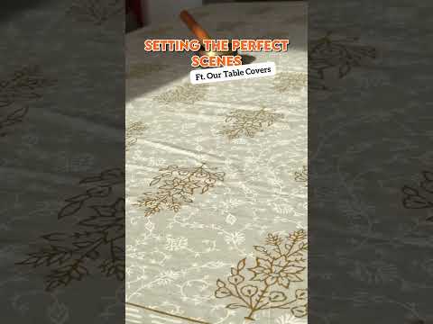 Azure Plume 6 Seater Dining Table Cover, 100% Cotton, 60" x 90"