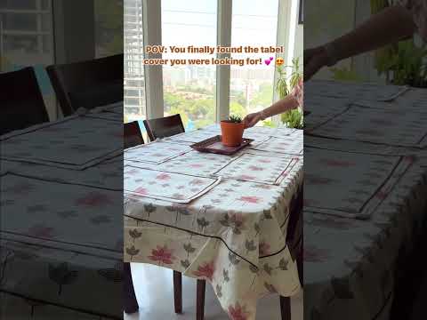 Whispering Petals 6 Seater Dining Table Cover, 100% Cotton, 60" x 90"