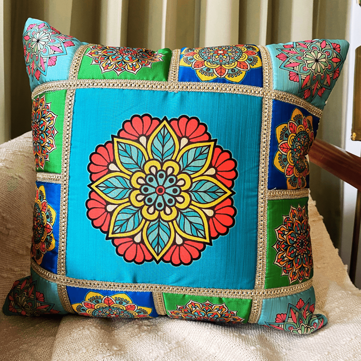 Prism Mandala Cushion Covers, 16" x 16", Pack of 5 - Coral Slub - 