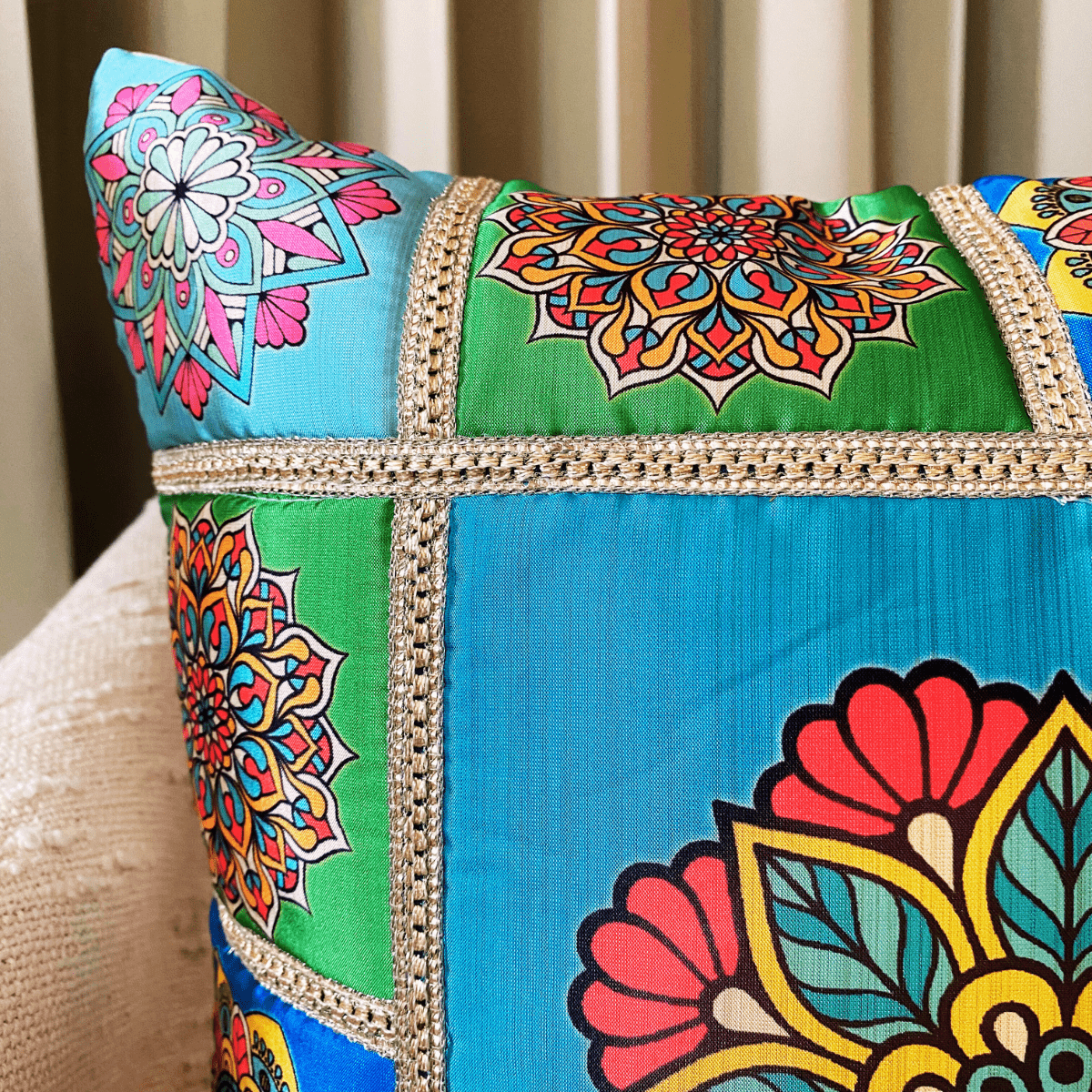 Prism Mandala Cushion Covers, 16" x 16", Pack of 5 - Coral Slub - 