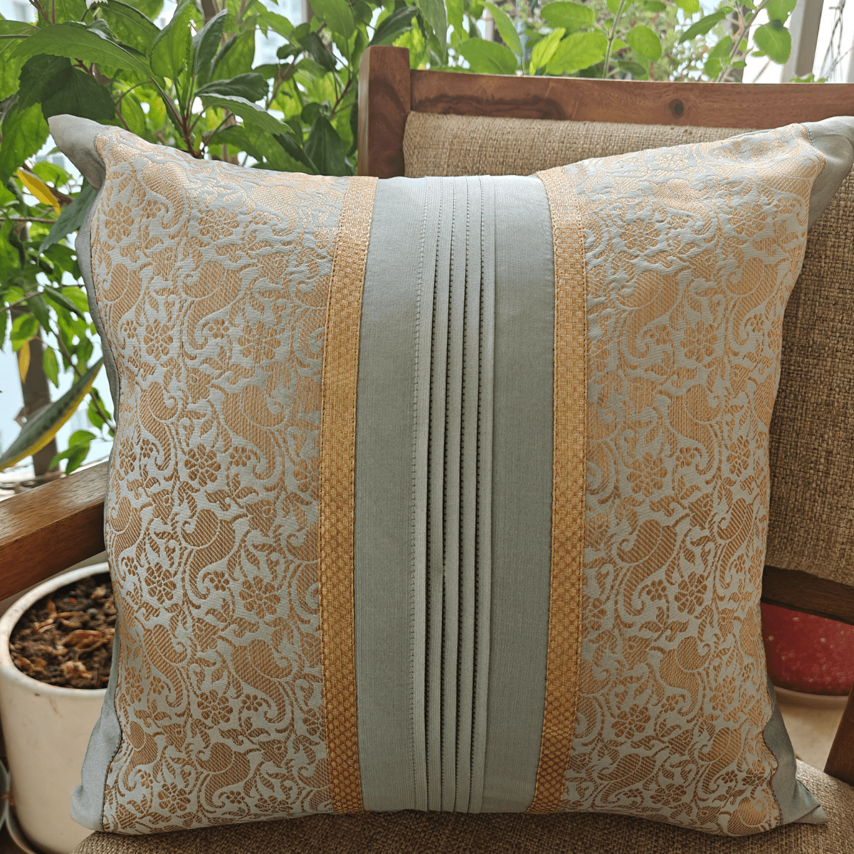 Quartz Cushion Cover, 16" x 16", Pack of 1 - Coral Slub - 