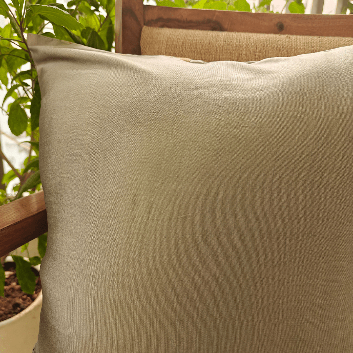 Quartz Cushion Cover, 16" x 16", Pack of 1 - Coral Slub - 