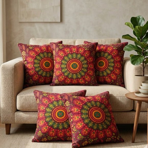 Raas Cushion Covers, Pack of 5 - Coral Slub - 