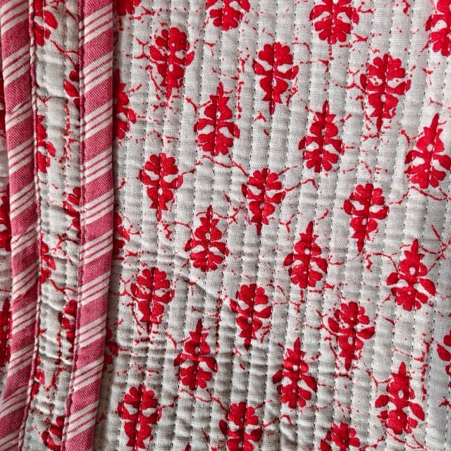 Rangrez Block Print Tote Bag - Coral Slub - 