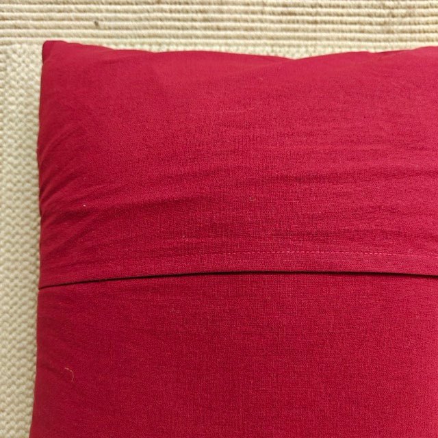 Ratan Ajrak Print Cushion Cover, 16" x 16", Pack of 1 - Coral Slub -