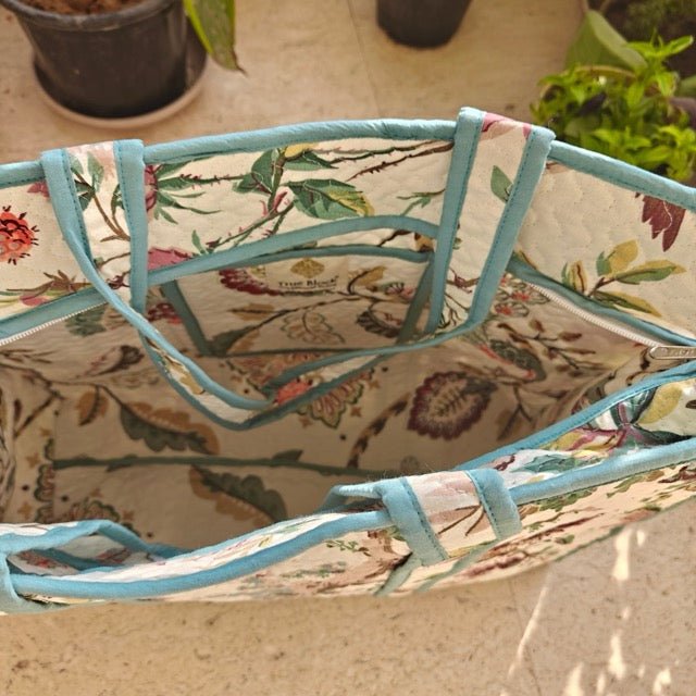 Regal Flora Botanic Print Tote Bag - Coral Slub - 