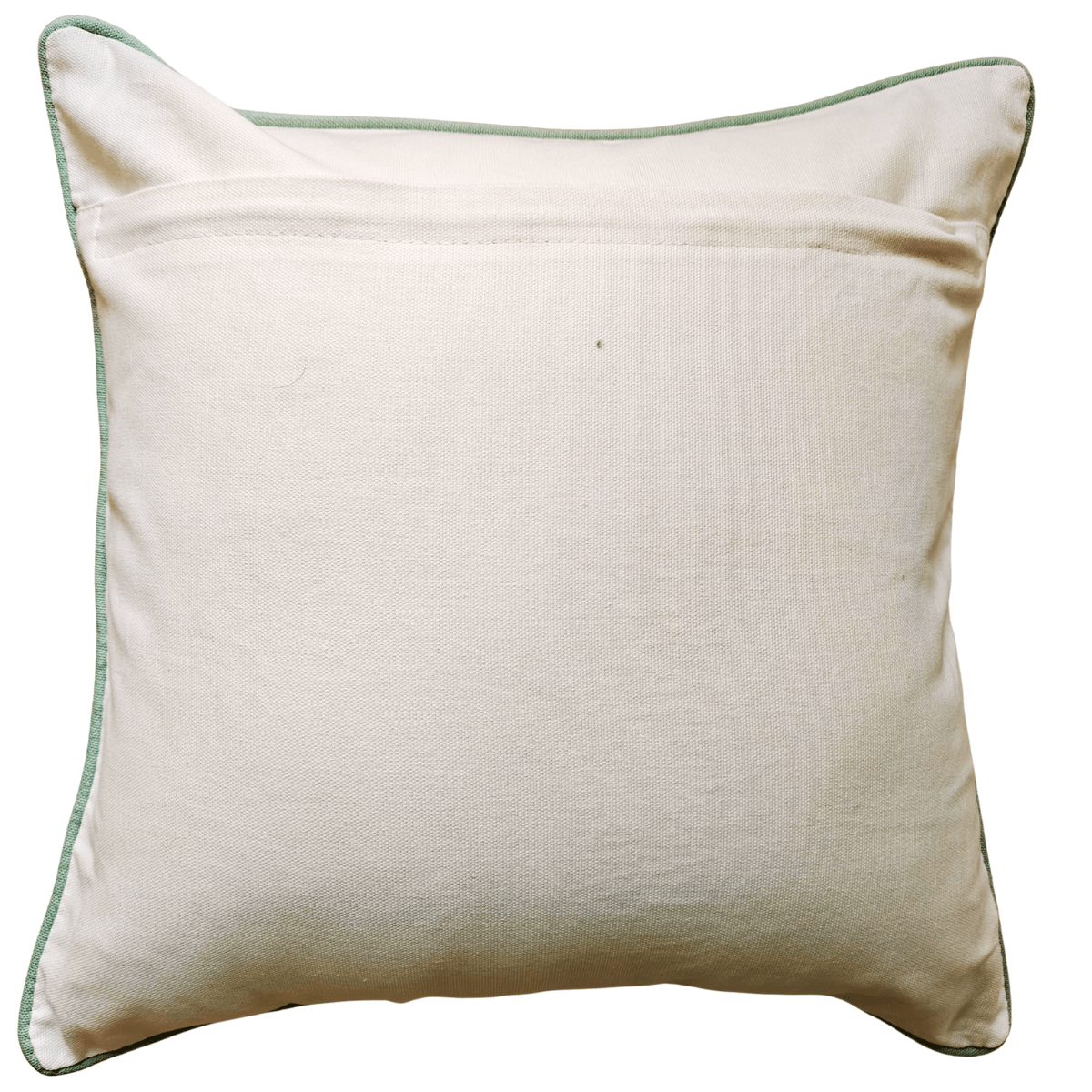 Revaa Embroidered Cushion Cover, 16" x 16", Ecru, Pack of 1 - Coral Slub - 